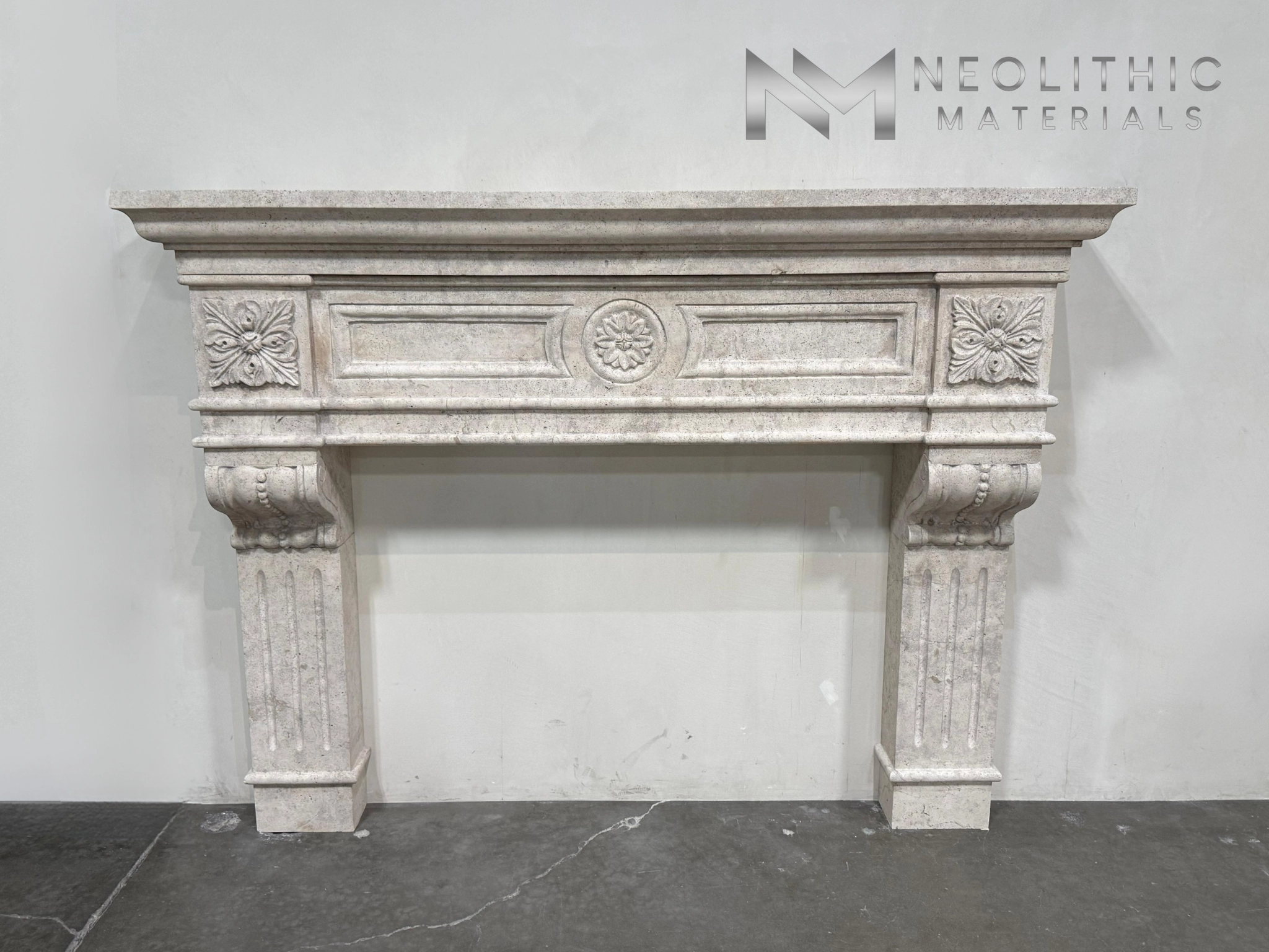 Limestone Fireplace Mantel - Image 1